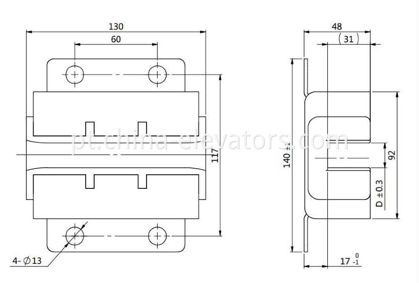 Sapata guia Thyssen CWT Thyssen CWT Guide Shoe